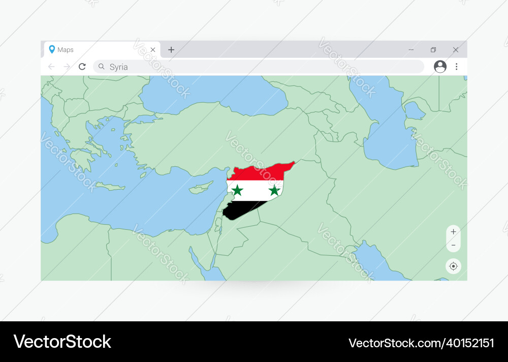 Browser Window - Syria Map Search Vector Image