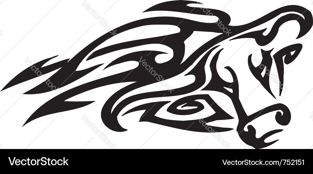 Bull in tribal style - image vector image