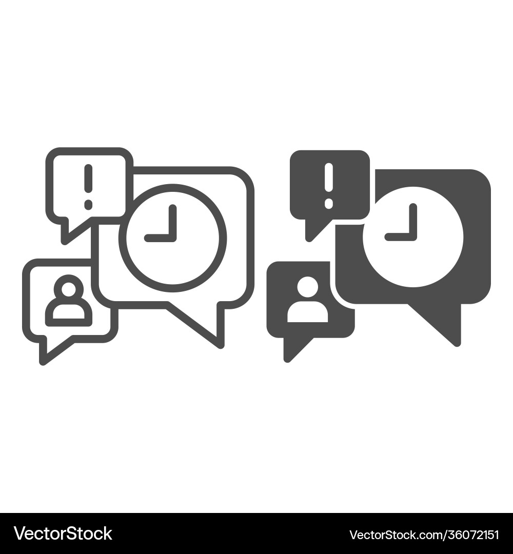 Dialog with clock exclamation sign and user Dialog with clock exclamation sign and user vector image