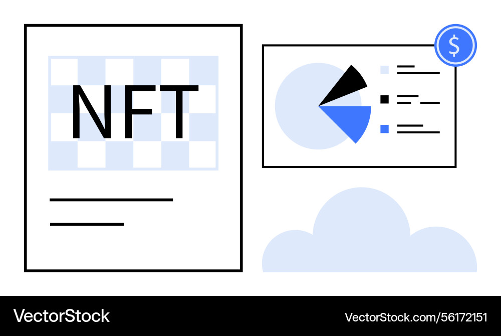 Digital nft with data analytics representing Digital nft with data analytics representing vector image