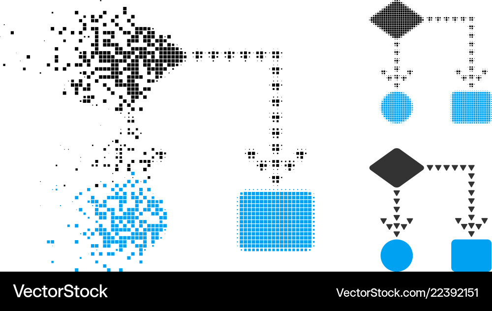 Dissolved dotted Halftone algorithm flowchart icon Dissolved dotted Halftone algorithm flowchart icon Vektorbild