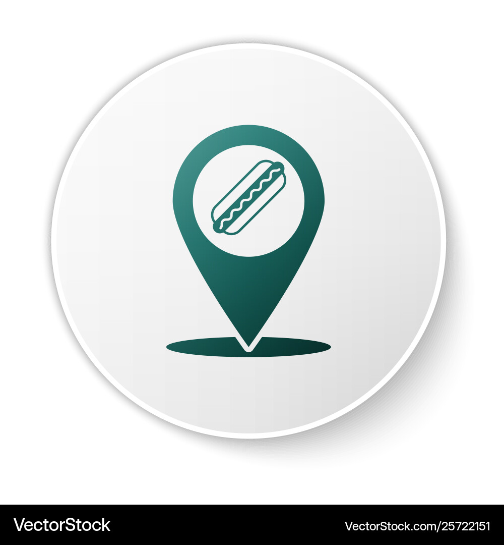 Green map pointer with fast food hotdog icon Green map pointer with fast food hotdog icon vector image