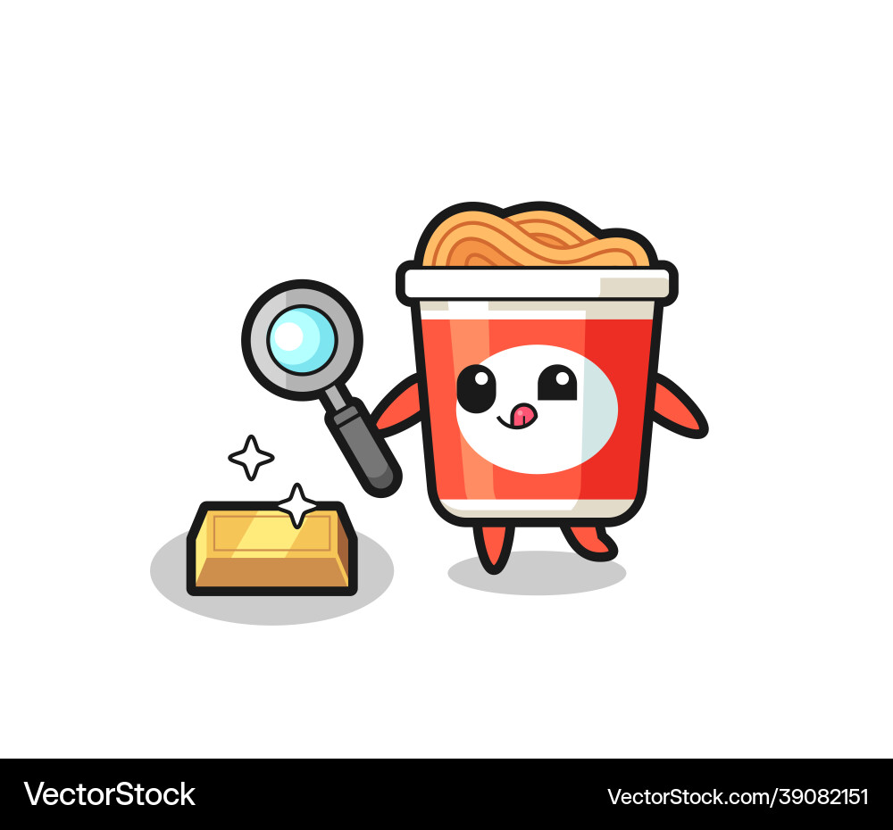 Instant noodle character is checking Instant noodle character is checking Vector Image