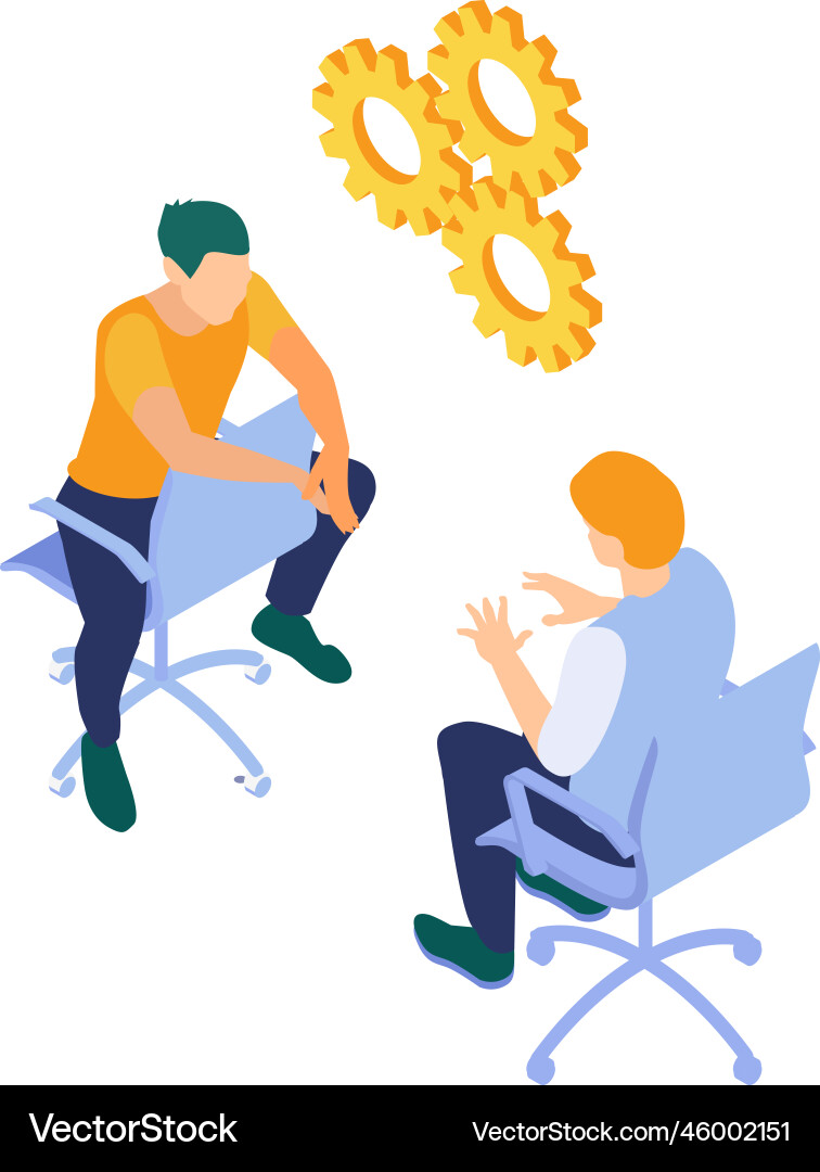 Isometric programmers interview composition Isometric programmers interview composition vector image