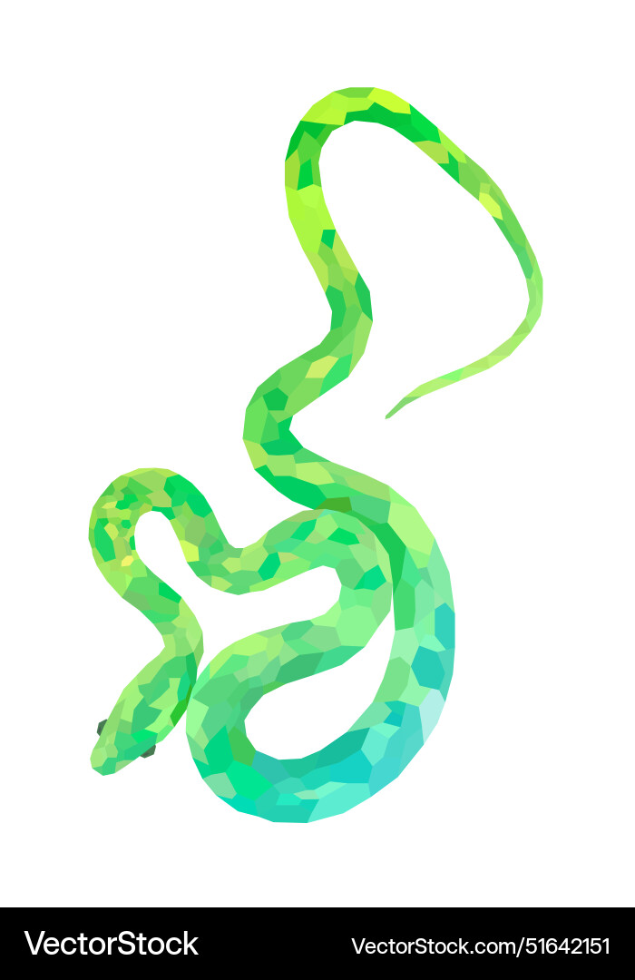 Light green snake in polygonal style triangular Light green snake in polygonal style triangular Vector Image