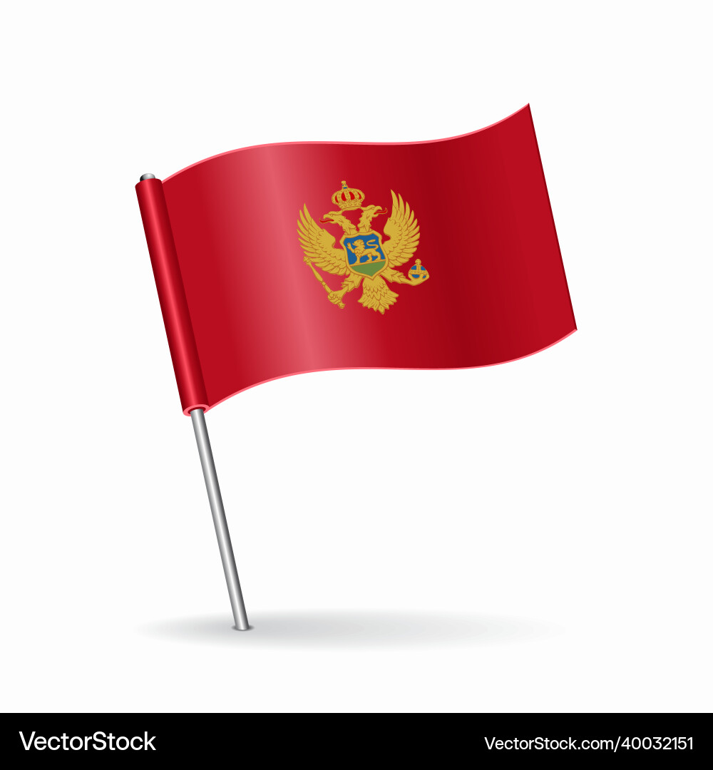 Montenegrian flag map pointer layout Vector Image