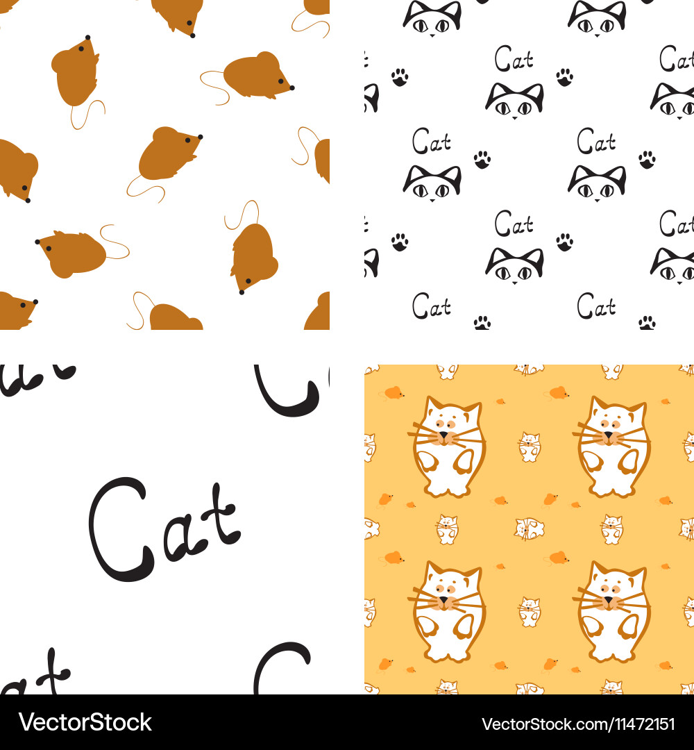 Pattern with cat and mouse Vector Image