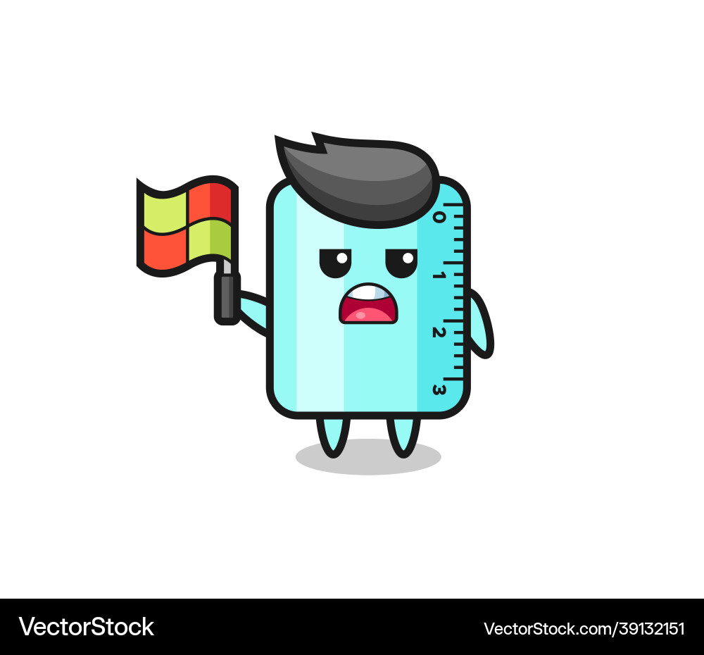 Ruler character as line judge putting the flag up Ruler character as line judge putting the flag up vector image