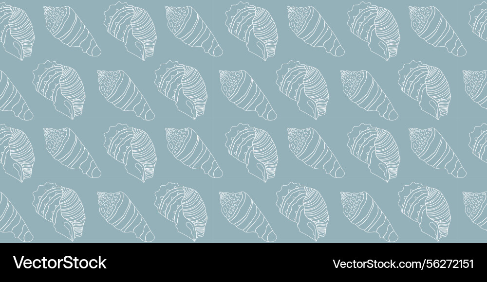 Sea shells fossils and mollusks seamless pattern Vector Image