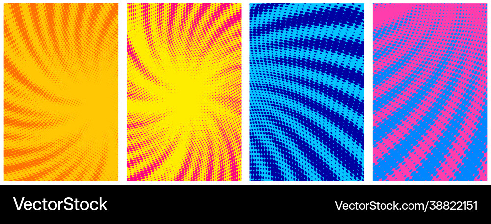 Set abstract halftone spiral rays backgrounds Vector Image