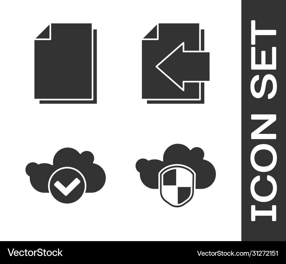 Set cloud and shield document with check Vector Image