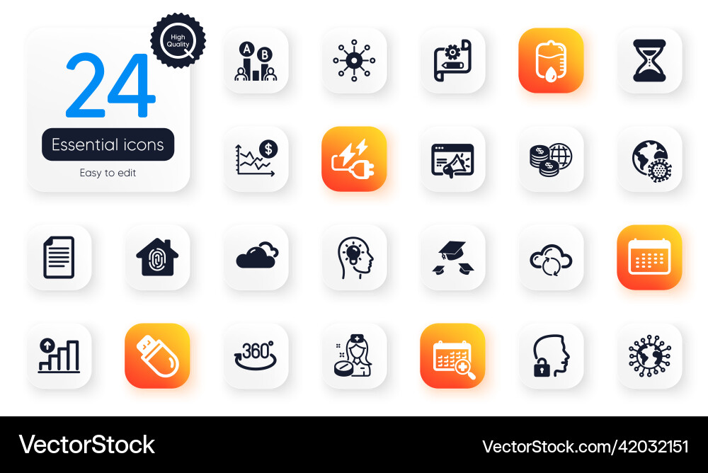 Set of science flat icons drop counter unlock Set of science flat icons drop counter unlock vector image