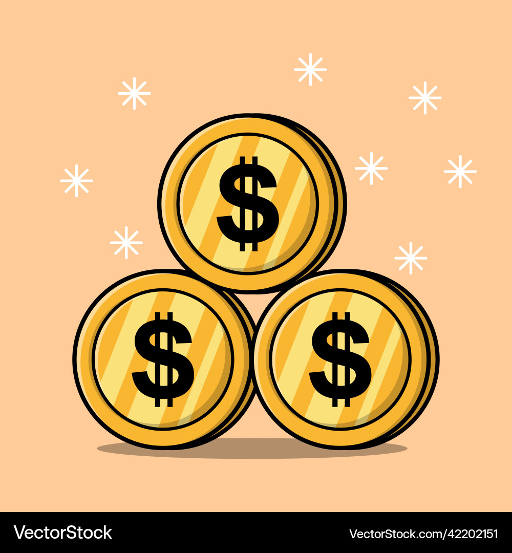 Stapeln Gold Dollar Münzen isoliert flache Cartoon Stapeln Gold Dollar Münzen isoliert flache Cartoon vektorbild