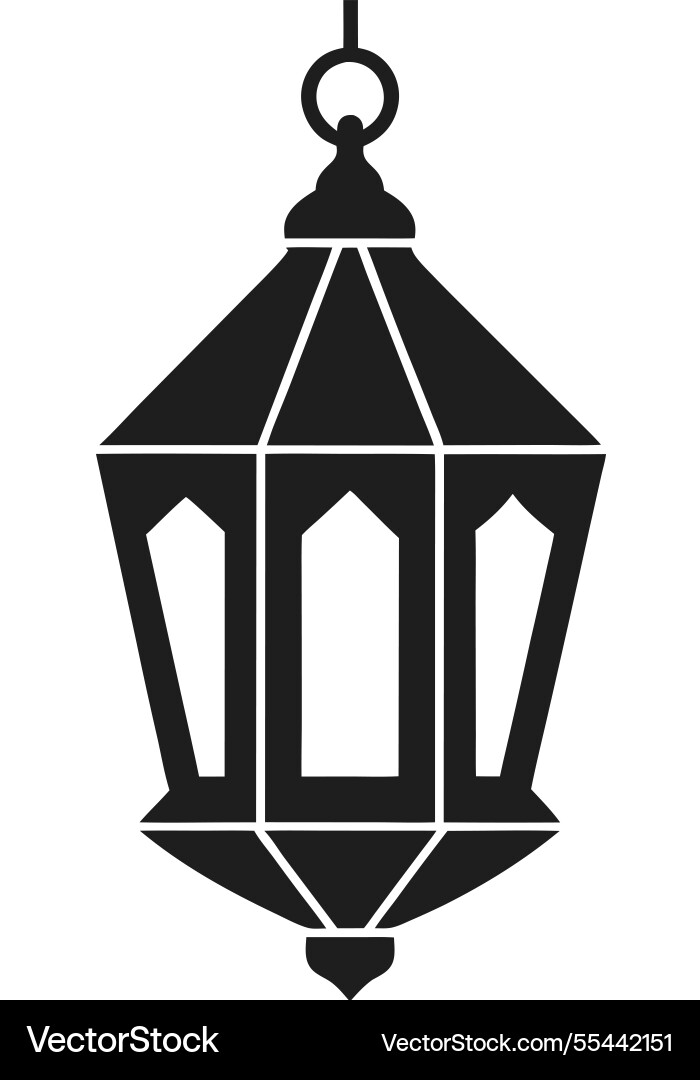 Traditional islamic lantern silhouette Traditional islamic lantern silhouette vector image