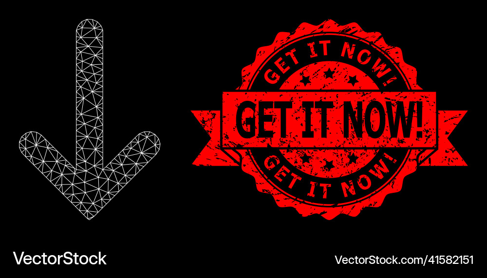 Triangular network mesh down arrow picture Triangular network mesh down arrow picture vector image