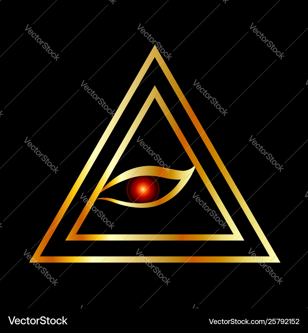 All seeing eye illuminati in gold – Royalty-Free Vector | VectorStock, image size:1000x1080