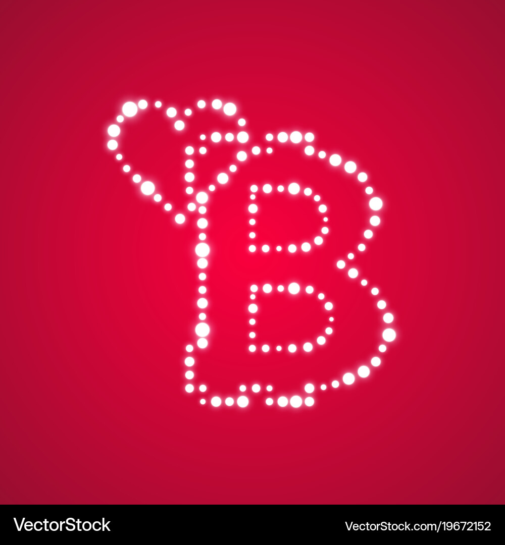 Bitcoin on the red background with shine heart Vector Image