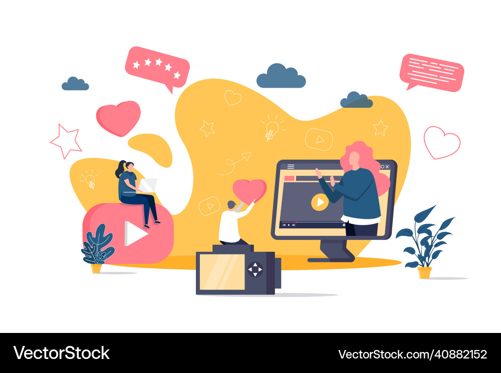 Bloggers concept in flat style online stream Vector Image