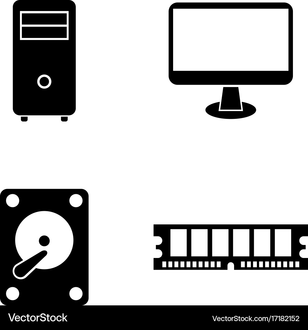 Computer parts simple related icons vector image