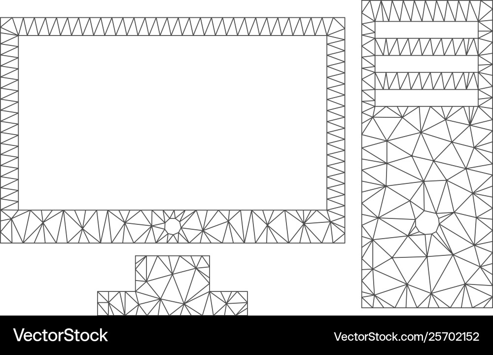 Computer polygonal frame mesh Computer polygonal frame mesh vector image