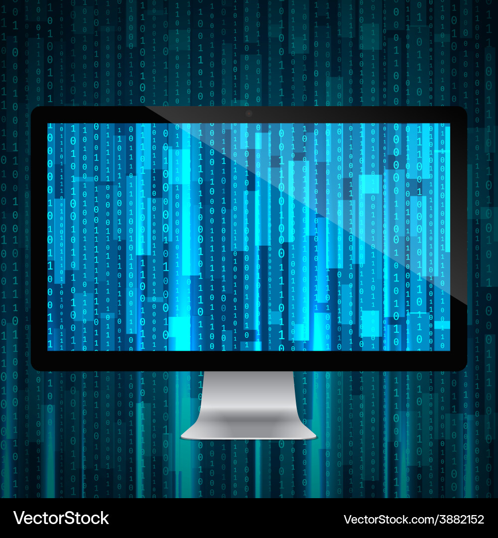 Computer with matrix background Vector Image