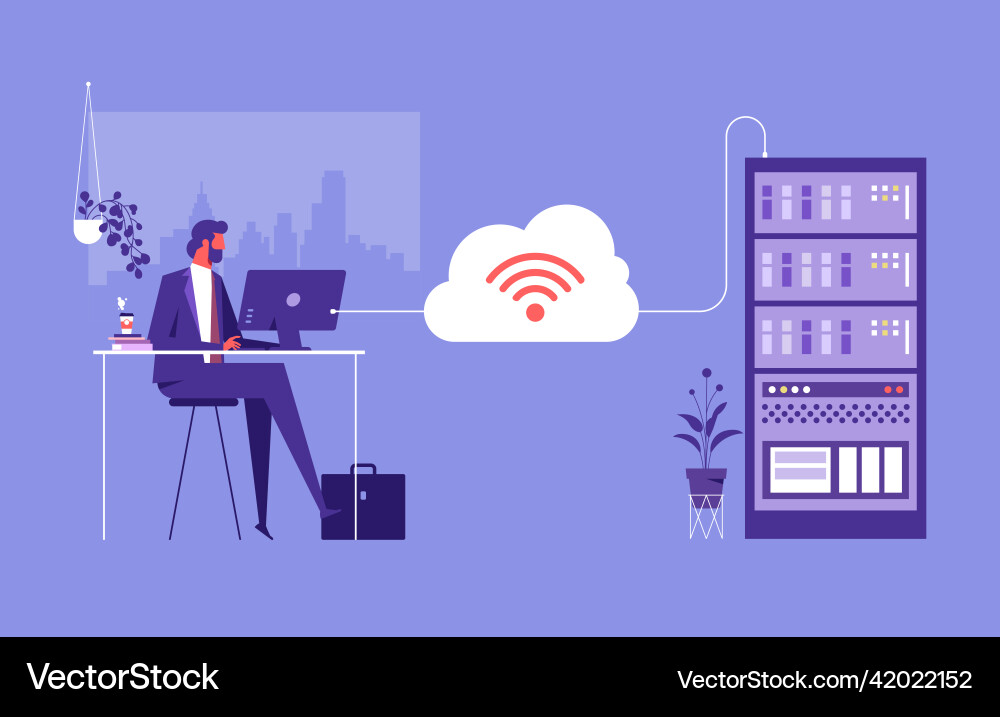 Concept for cloud data storage Vector Image