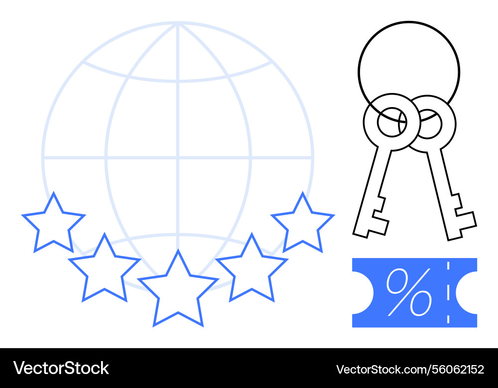 Global excellence in travel with keys unlocking Global excellence in travel with keys unlocking vector image