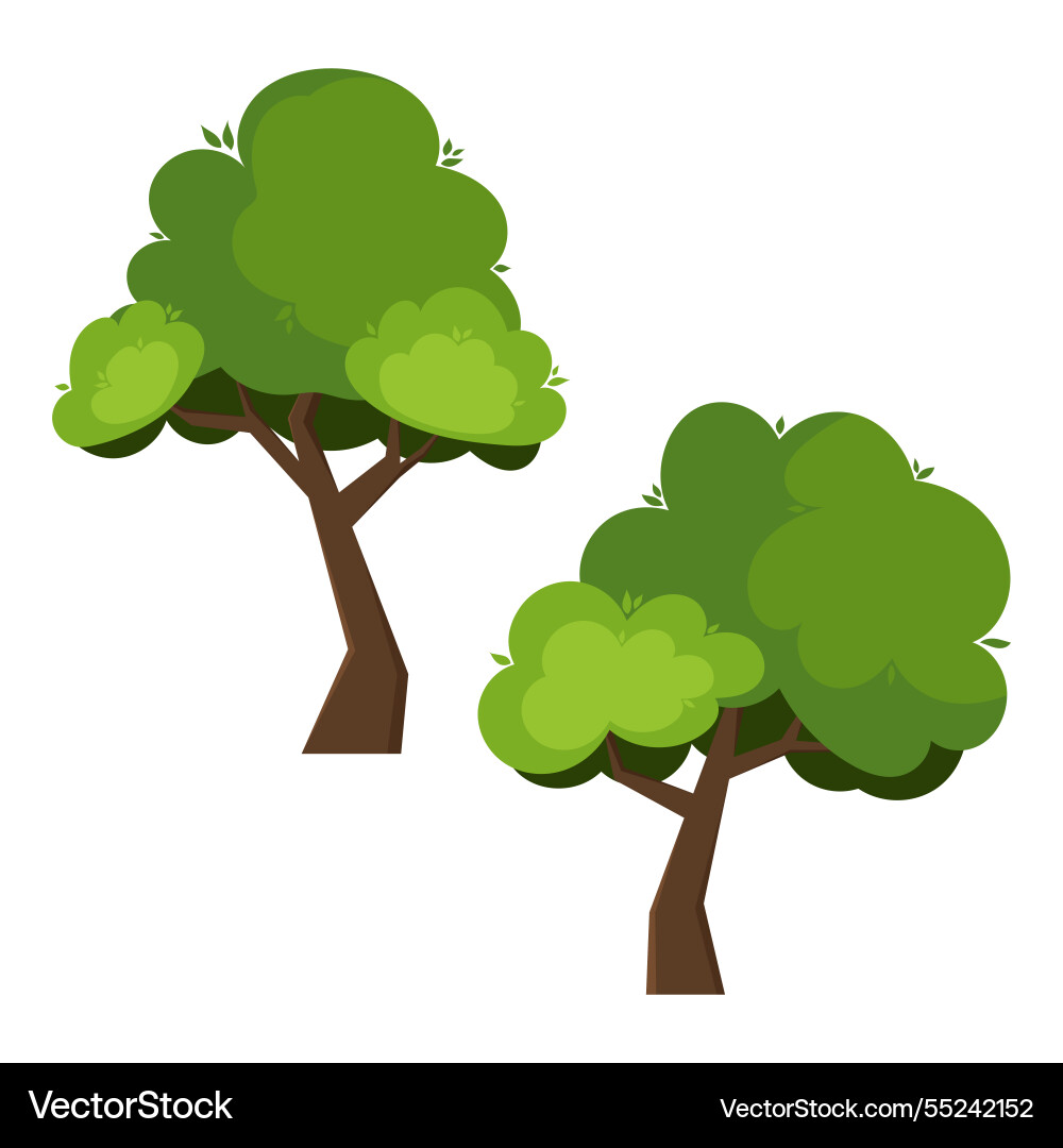 Green trees in flat style set forest tree Vector Image