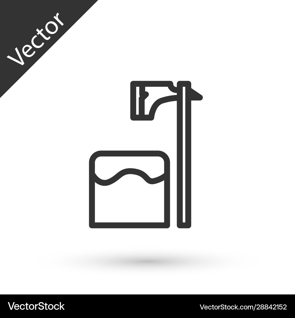 Grey line executioner axe in tree block icon Grey line executioner axe in tree block icon vector image