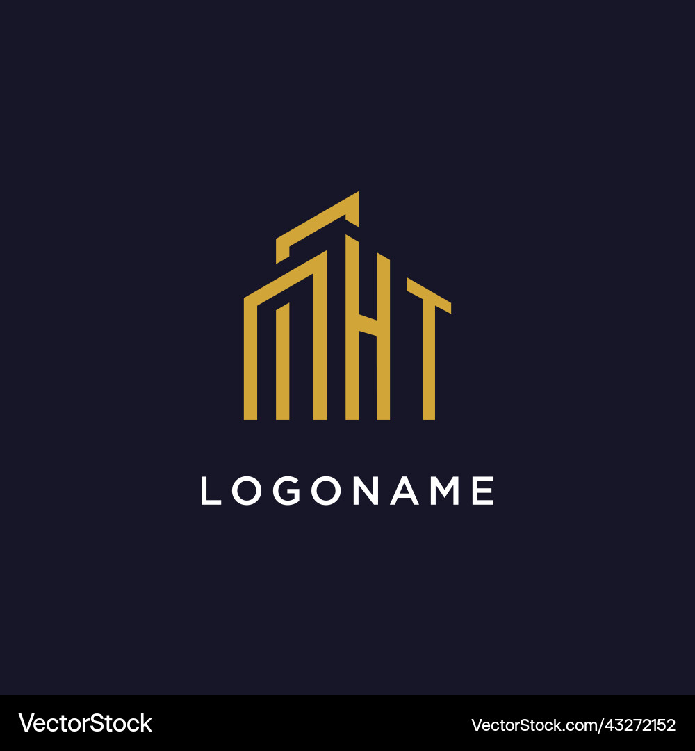 Ht initial monogram with building logo design Ht initial monogram with building logo design vector image