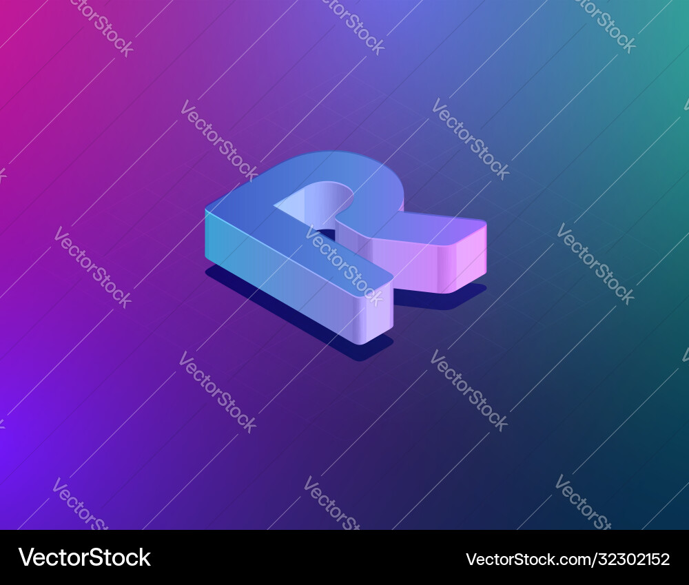 Isometric R Tech Font Character Vector Image