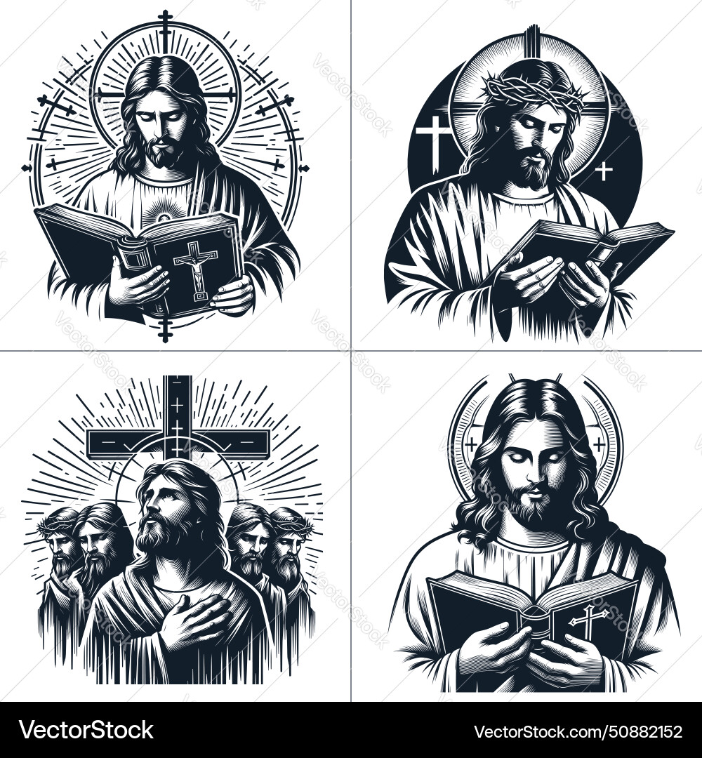 Jesus christ cross praying – Lizenzfreie Vektorgrafik | VectorStock, image size:1000x1080