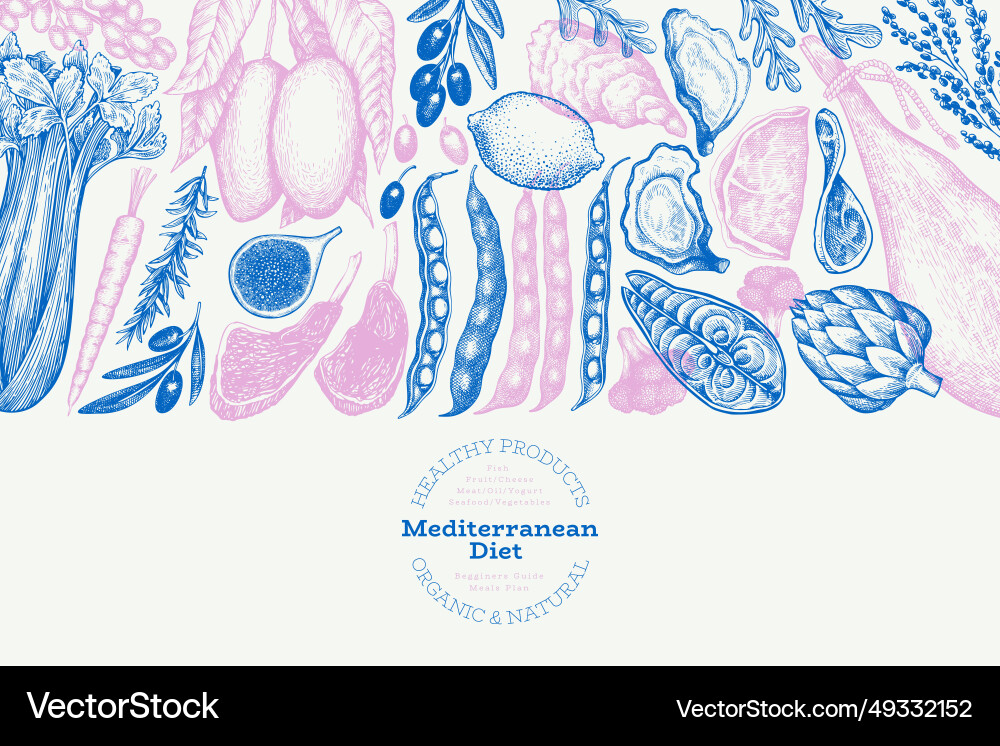 Mediterrane Küche Design Vorlage handgemacht Mediterrane Küche Design Vorlage handgemacht vektorbild