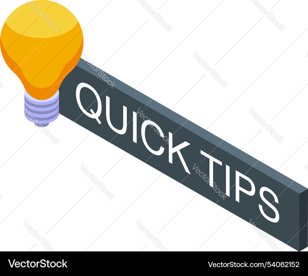 Quick tips light bulb representing smart solution Quick tips light bulb representing smart solution Vector Image