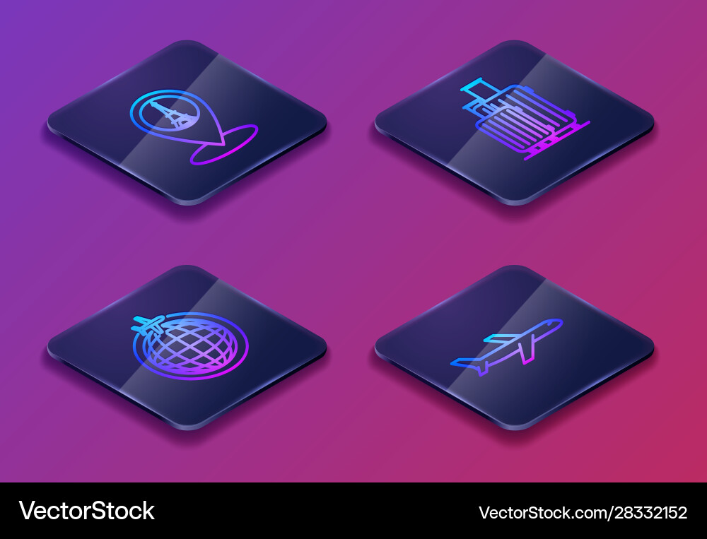 Set isometric line map pointer with eiffel tower Set isometric line map pointer with eiffel tower vector image