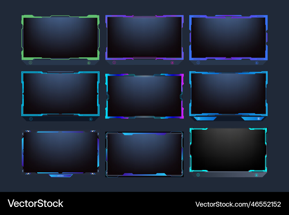 Simple streaming overlay and screen interface set Vector Image