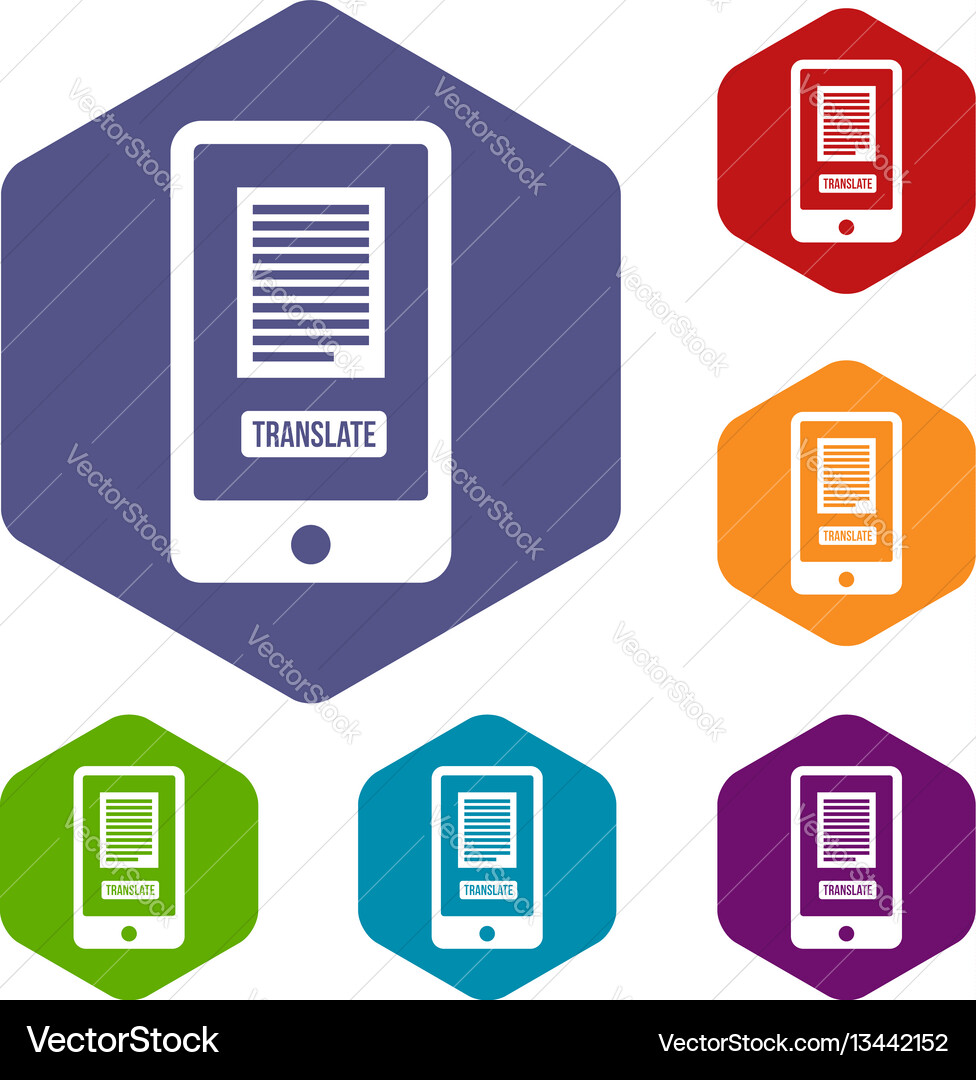 Translate application on a smartphone icons set Translate application on a smartphone icons set vector image