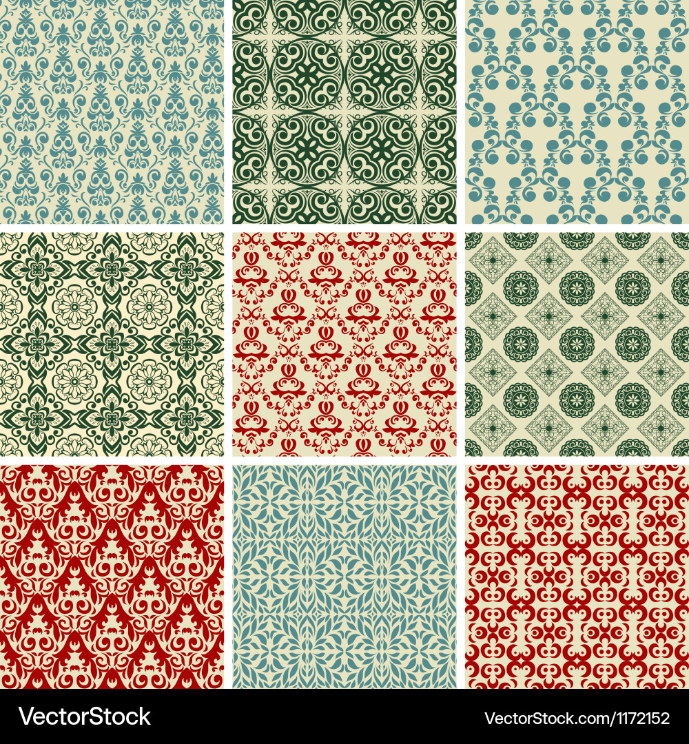 Vintage Damask Patterns vector image
