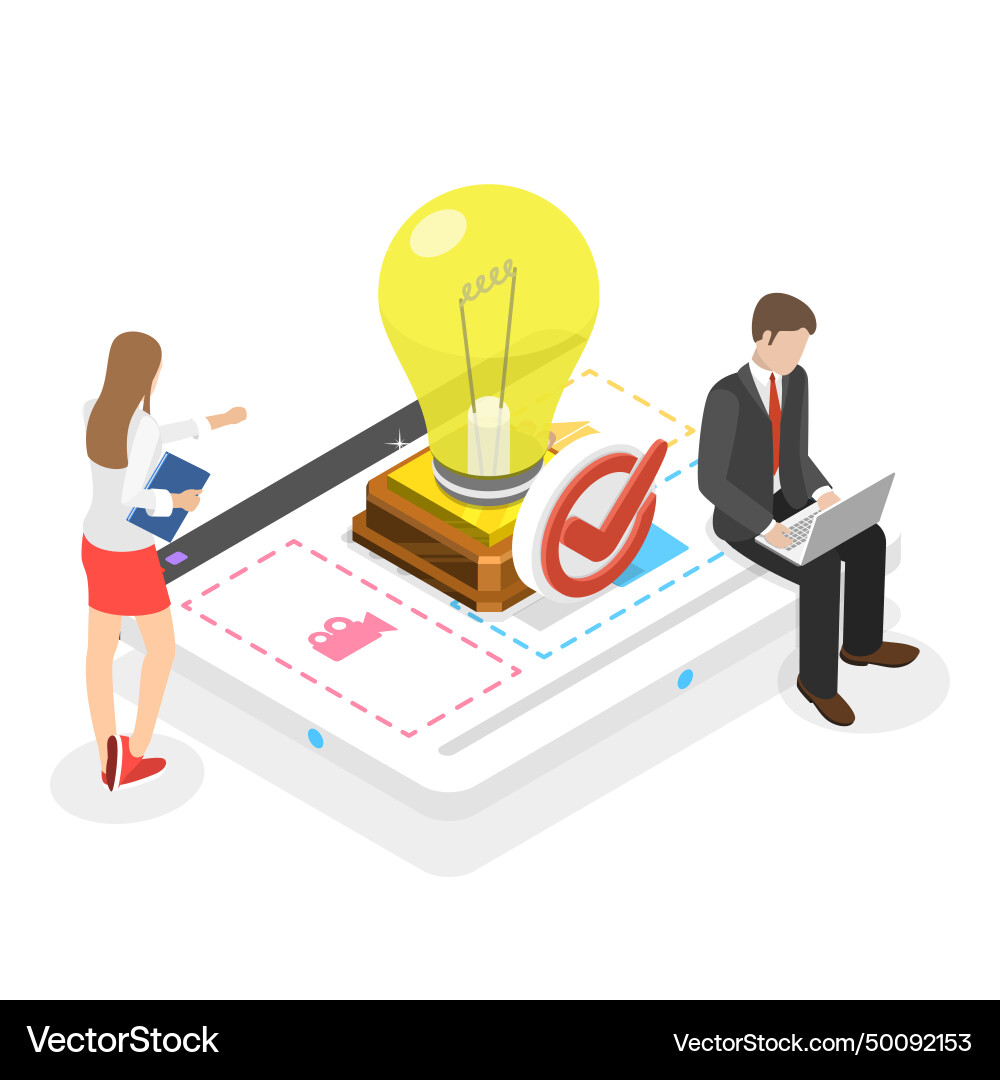 3d isometric flat of startup Royalty Free Vector Image