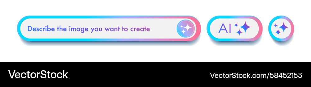 AI Bar & Buttons - Neumorphic UI Vector Image
