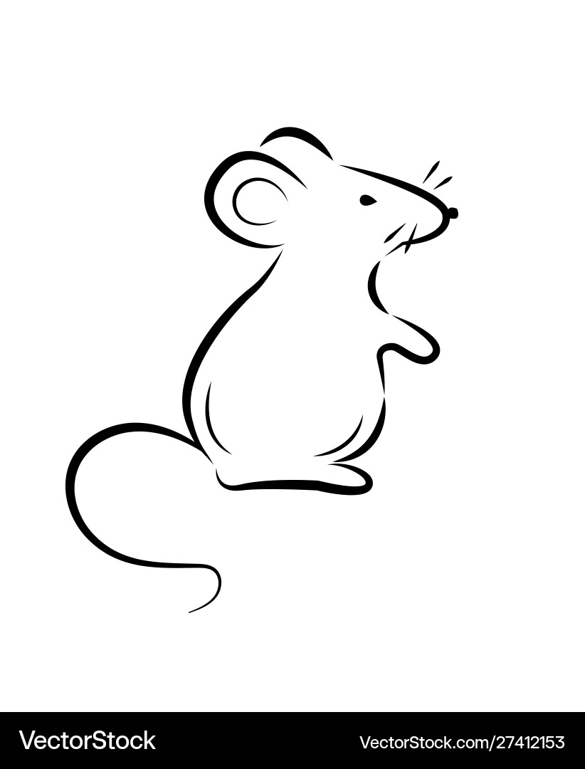 Black silhouette a rat or mouse on white Black silhouette a rat or mouse on white vector image