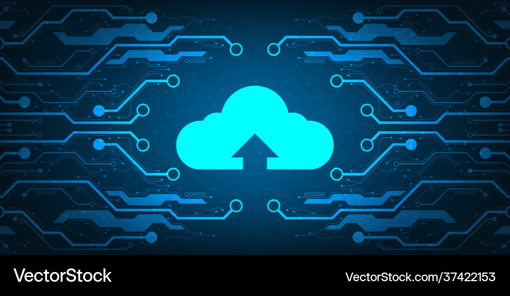 Cloud network uploading various information Cloud network uploading various information vector image