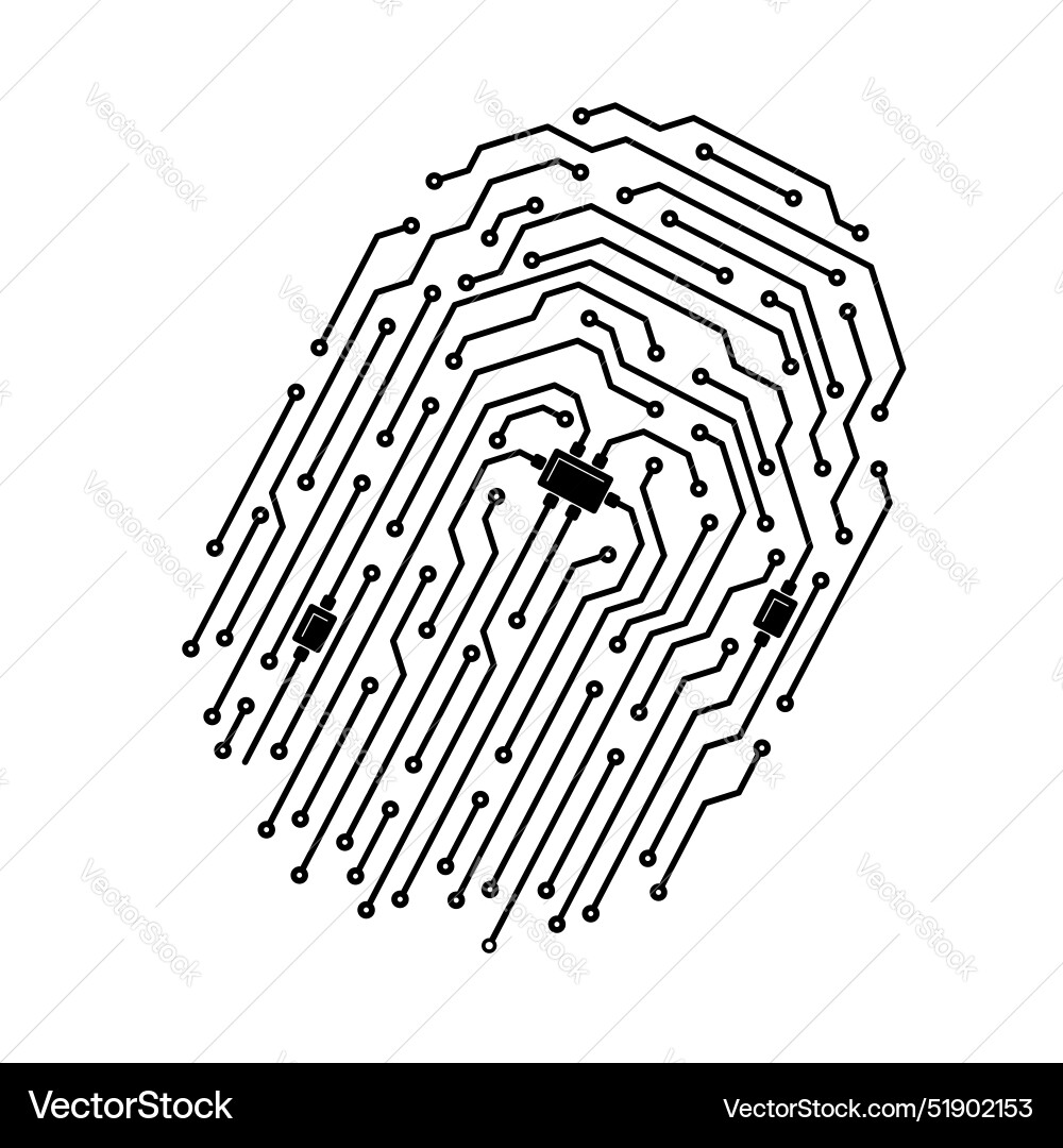 Computer digital fingerprint made of circuit board Computer digital fingerprint made of circuit board vector image