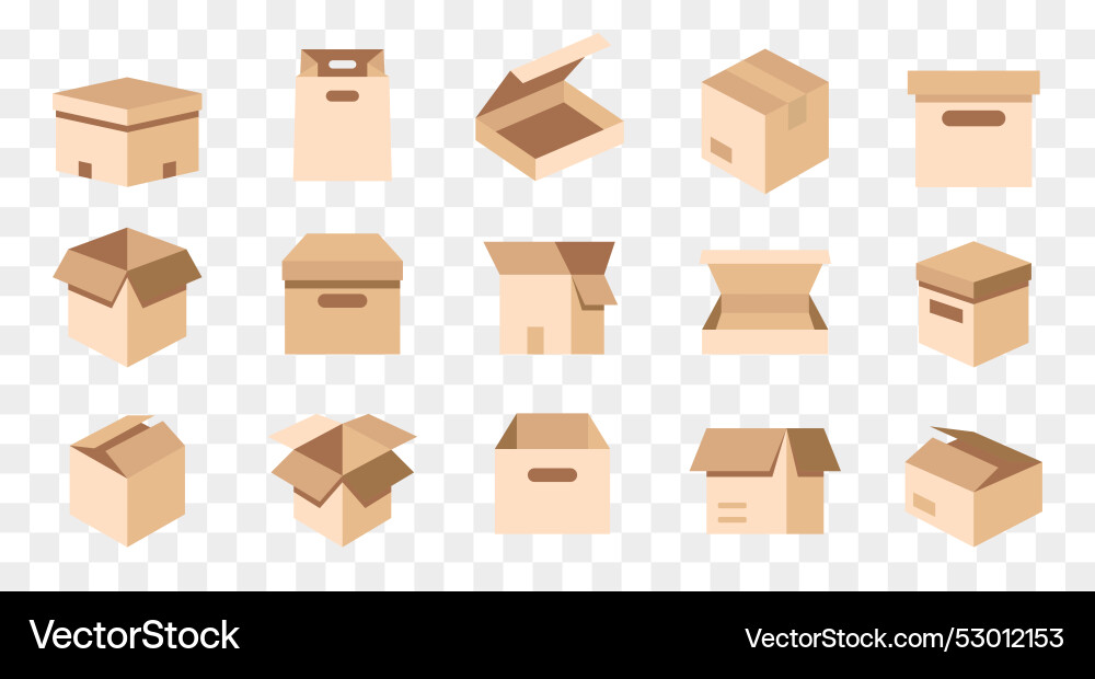 Different paper boxes collection for shipping Vector Image
