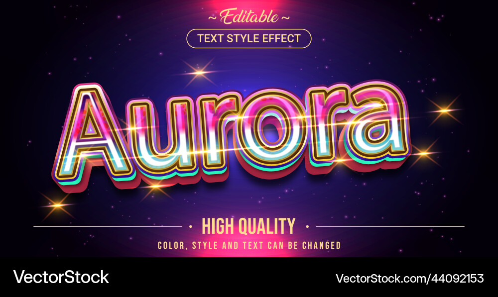 Editable text style effect - aurora vector image