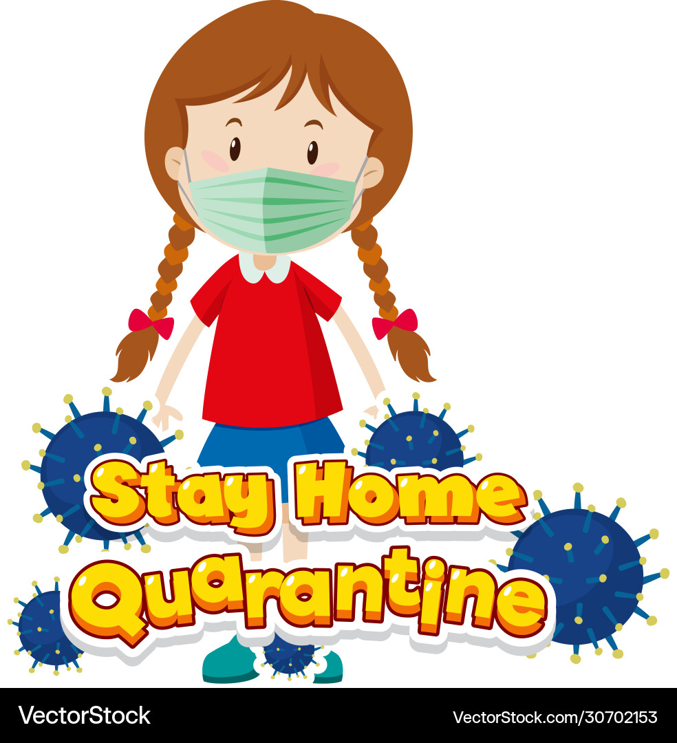 Font design for word stay home quarantine Font design for word stay home quarantine vector image