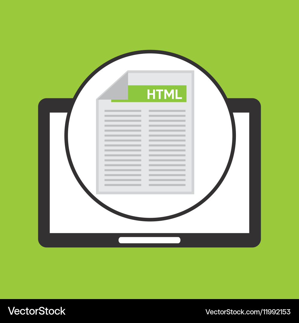 Hand holds tablet html language document vector image