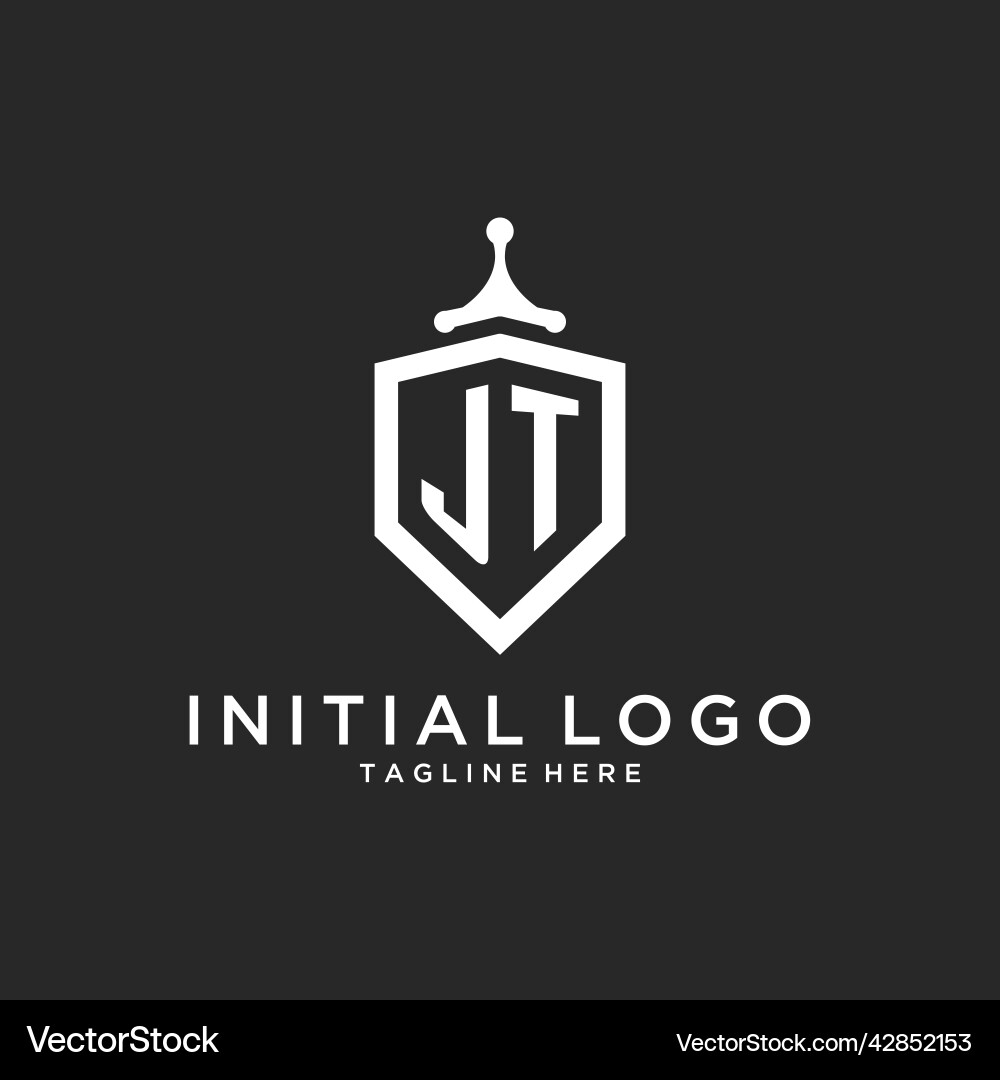 Jt monogram logo initial with shield guard shape Vector Image
