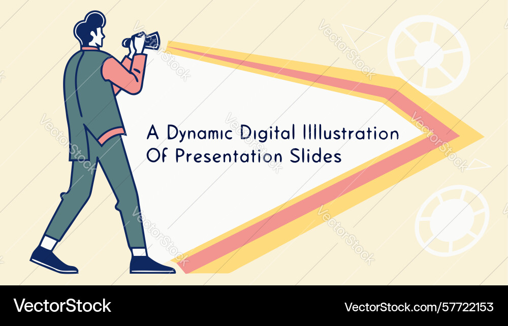 Man photographing presentation slides with camera vector image