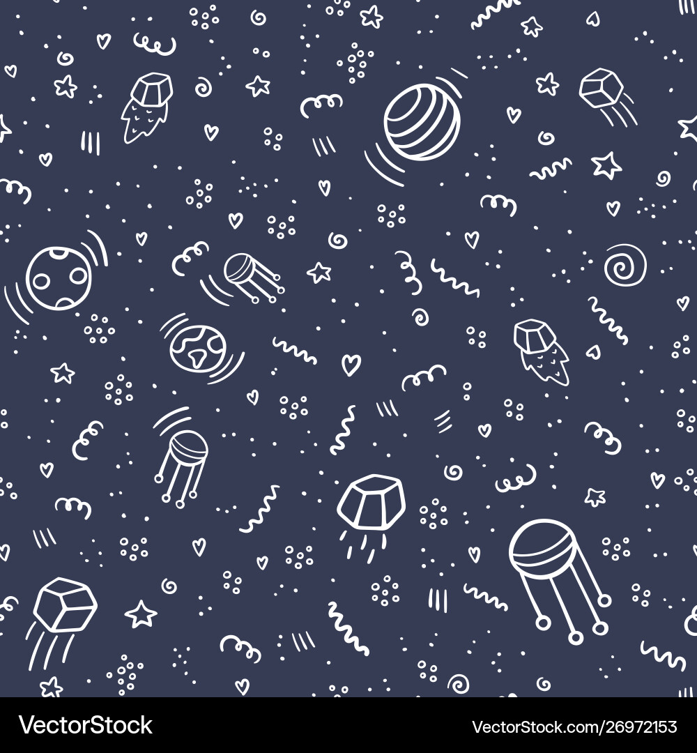 Night space with stars planets satellite pattern Night space with stars planets satellite pattern vector image